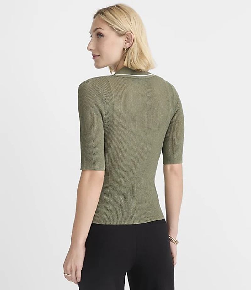Tipped Button Polo Sweater