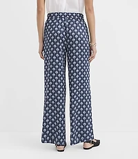 Fluid Pull On Wide Leg Pants Lotus Flower Satin