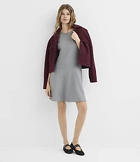 Petite Heathered Seamed Ponte Long Sleeve Mini Dress