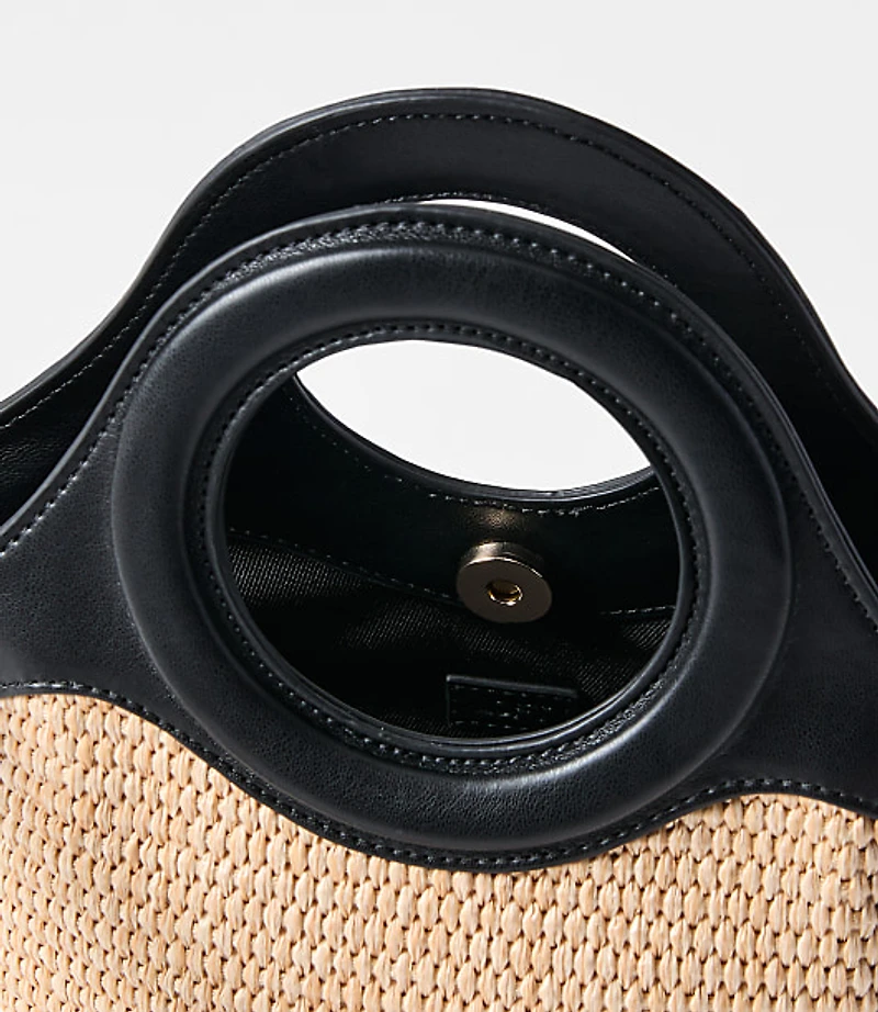Mini Circle Handle Raffia Bag