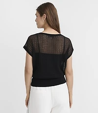 Pointelle Relaxed Wedge Sweater Tee