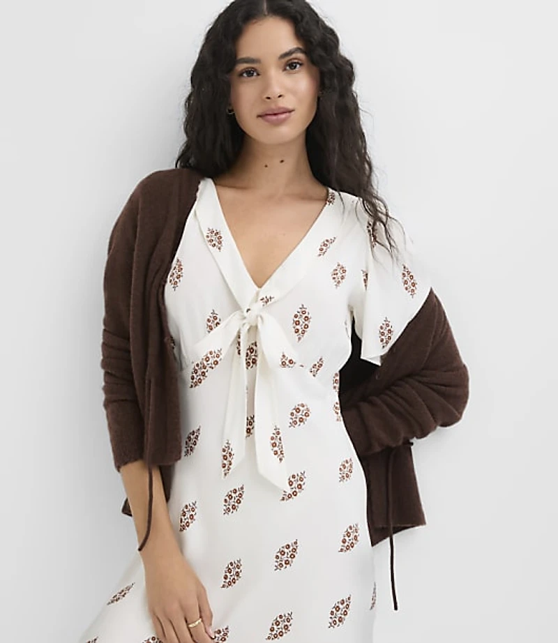 Garden Tie Neck Bias Midi Dress
