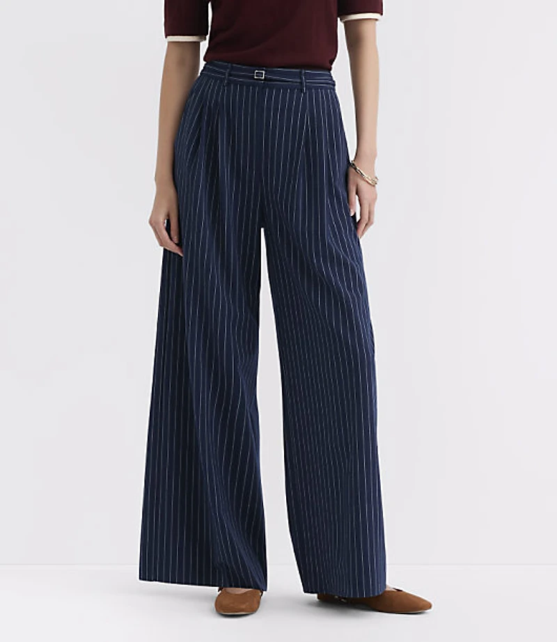 Belted Slouchy Trouser Pants Stripe