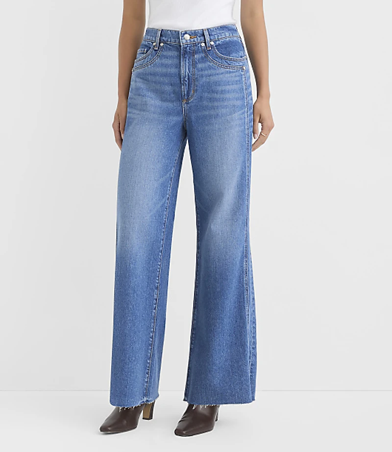 Rivete Side Paneled Fresh Cut High Rise Relaxed Wide Leg Jeans Diem Wash