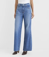 Rivete Side Paneled Fresh Cut High Rise Relaxed Wide Leg Jeans Diem Wash
