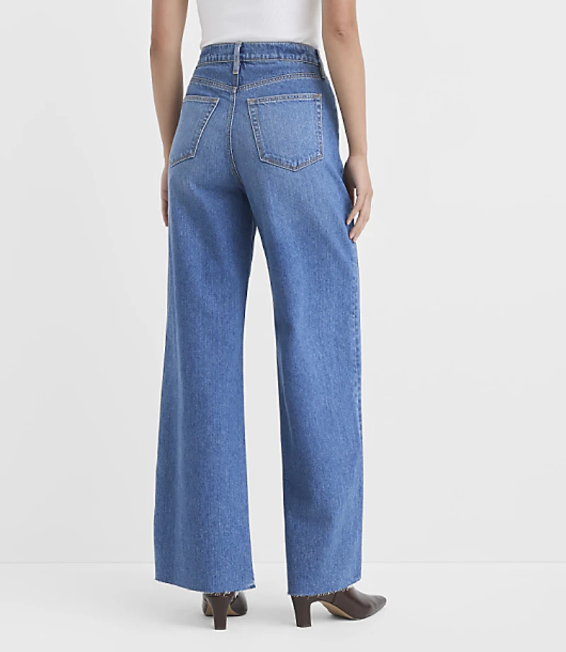Rivete Side Paneled Fresh Cut High Rise Relaxed Wide Leg Jeans Diem Wash
