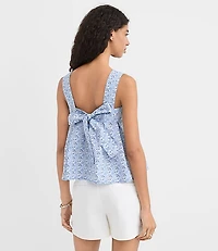 Mosaic Poplin Tie Back Pleated Tank Top