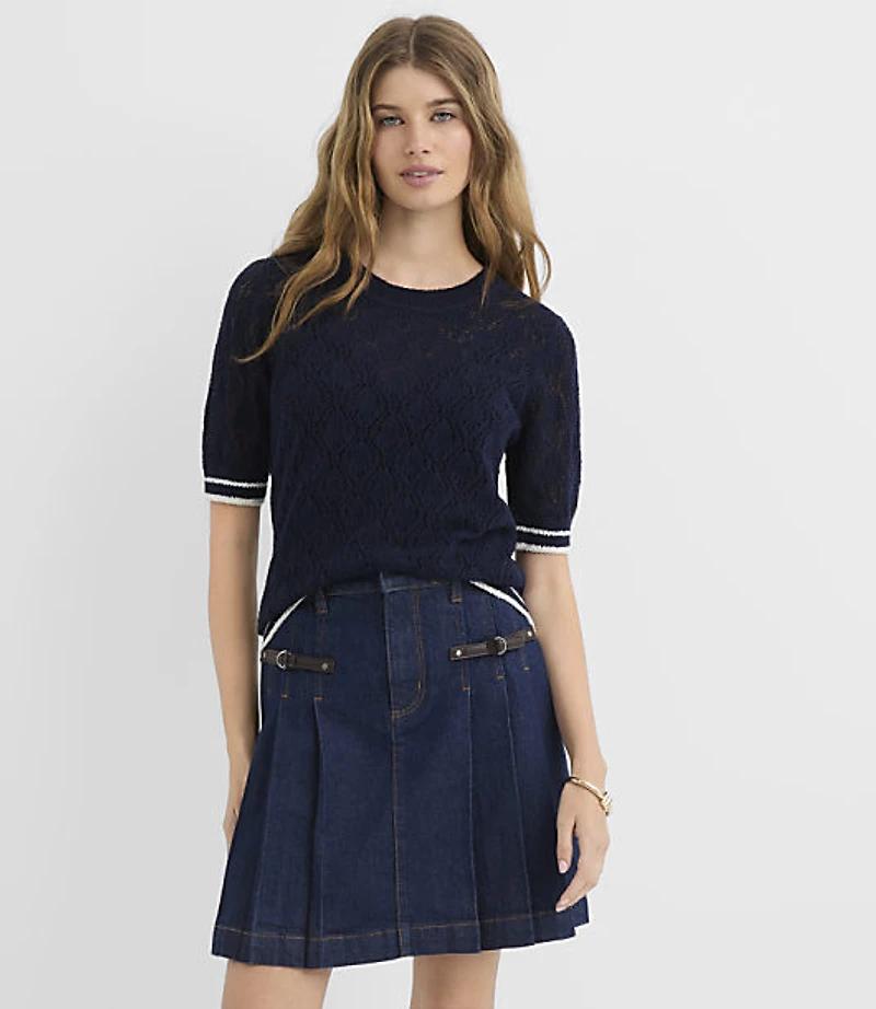 Tipped Pointelle Sweater