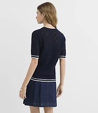 Tipped Pointelle Sweater
