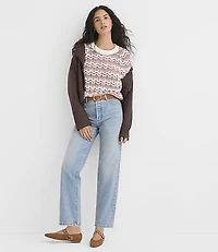 Wavy Stitch Raglan Sweater Tee