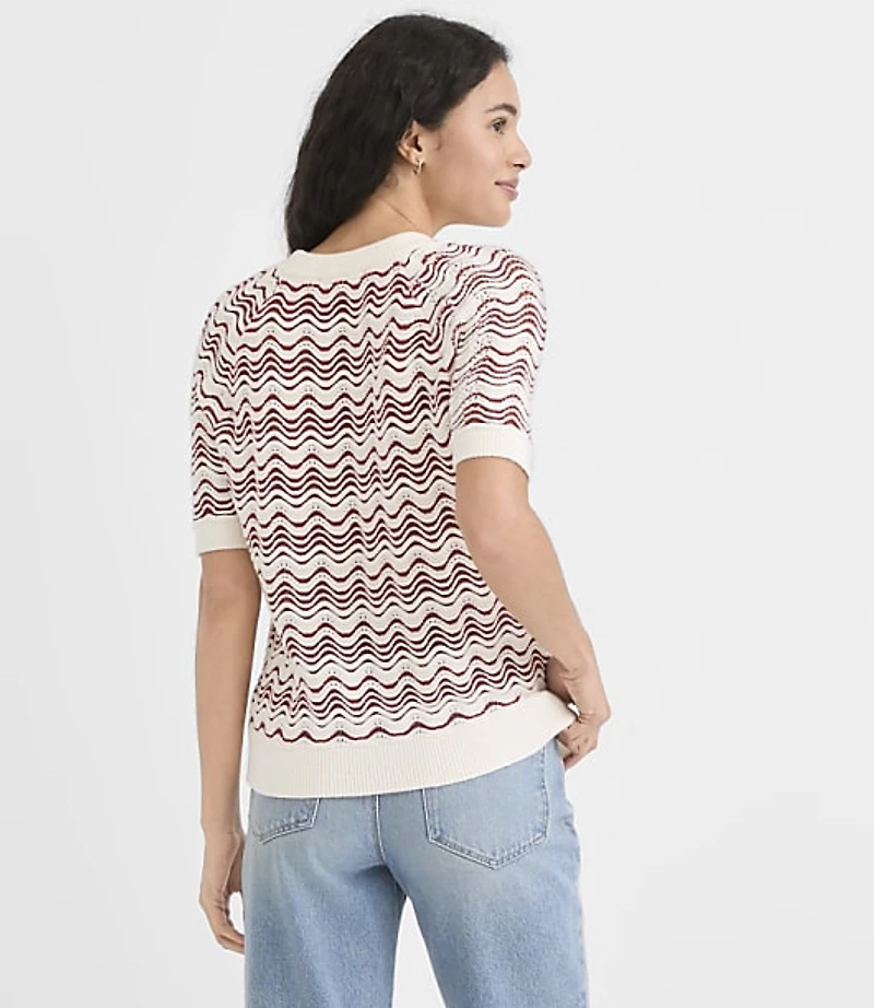 Wavy Stitch Raglan Sweater Tee