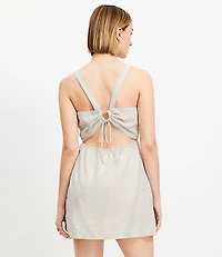 Petite Linen Cutout Back Mini Pocket Dress