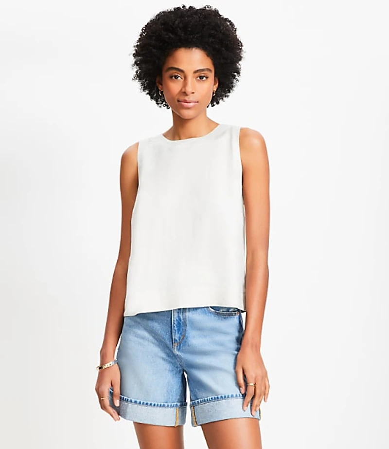 Petite Linen Blend Petal Back Shell