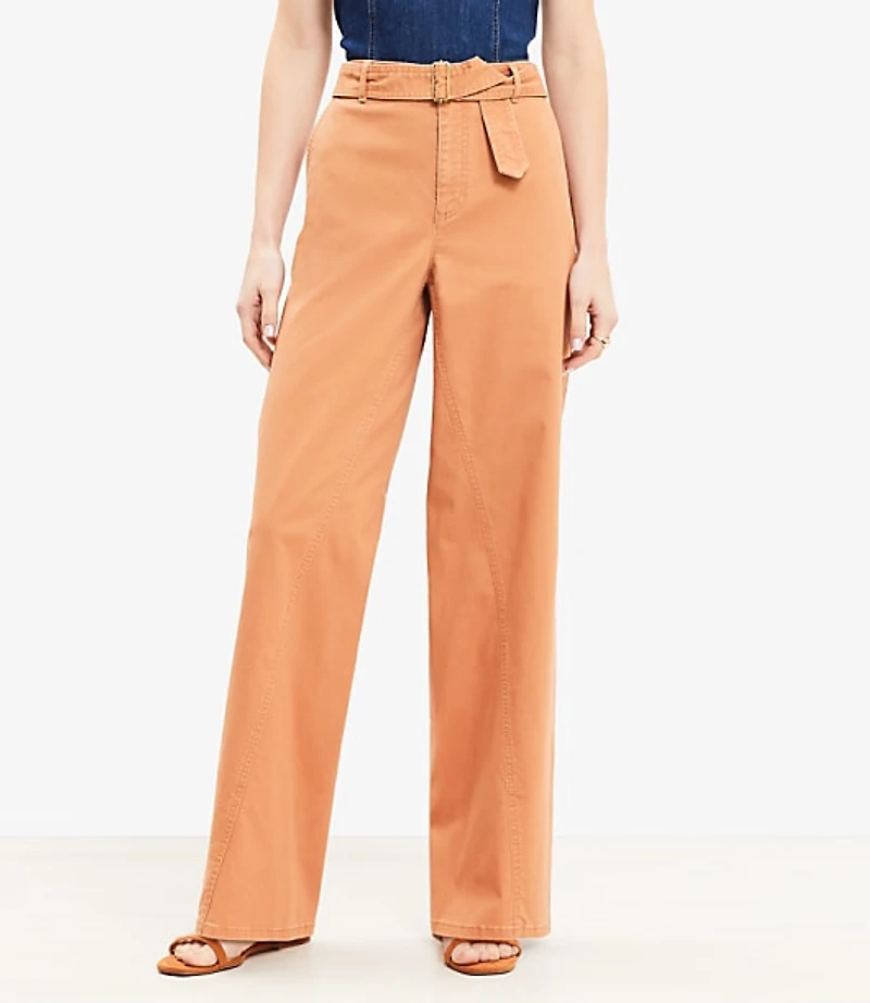 Belted Slim Wide Leg Pants