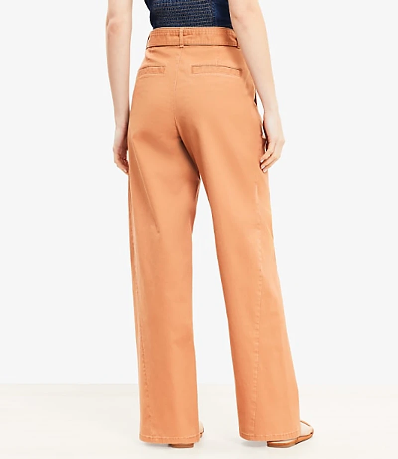 Belted Slim Wide Leg Pants