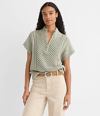 Cable Half Zip Wedge Sweater