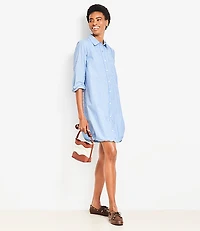 Striped Poplin Bubble Hem Mini Pocket Shirtdress