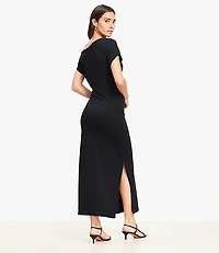 Asymmetrical Ruched Midi Dress