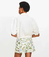 Linen Blend Drawstring Pocket Top