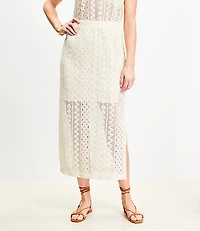 LOFT Beach Geo Crochet Midi Skirt