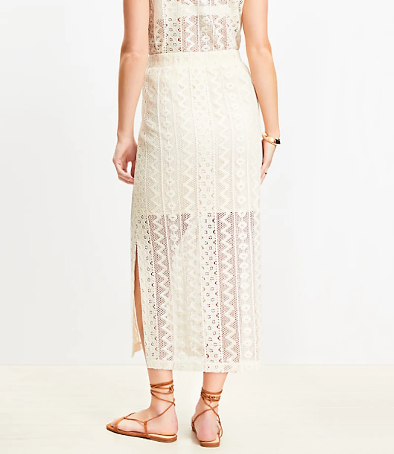 LOFT Beach Geo Crochet Midi Skirt