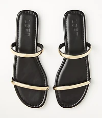 Metallic Trim Double Strap Sandals