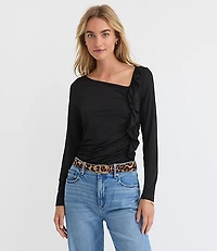 Ruffle Side Ruched Top