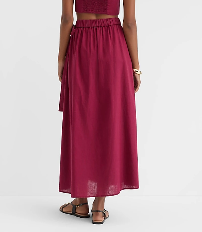 LOFT Beach Linen Cotton Maxi Wrap Skirt