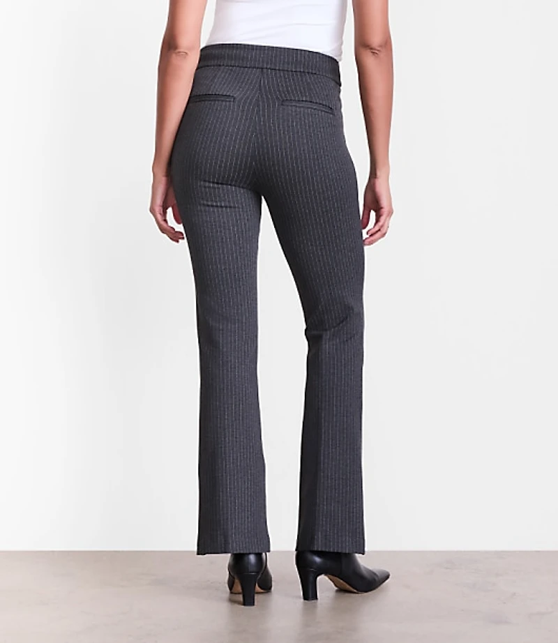 LOFT Versa Pintucked Ponte Flare Pants Pinstripe