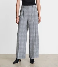 LOFT Versa Seasonless Stretch Double Pleat Wide Leg Pants Plaid