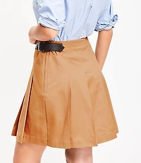 Buckle Pleated Mini Skirt