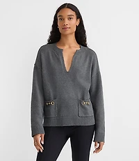 Heathered Horsebit Pocket Sweater