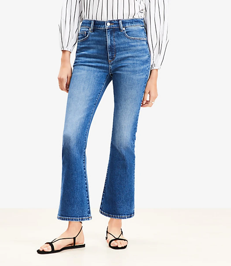 High Rise Kick Crop Jeans Bright Medium Stone Wash