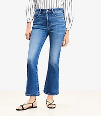 High Rise Kick Crop Jeans Bright Medium Stone Wash