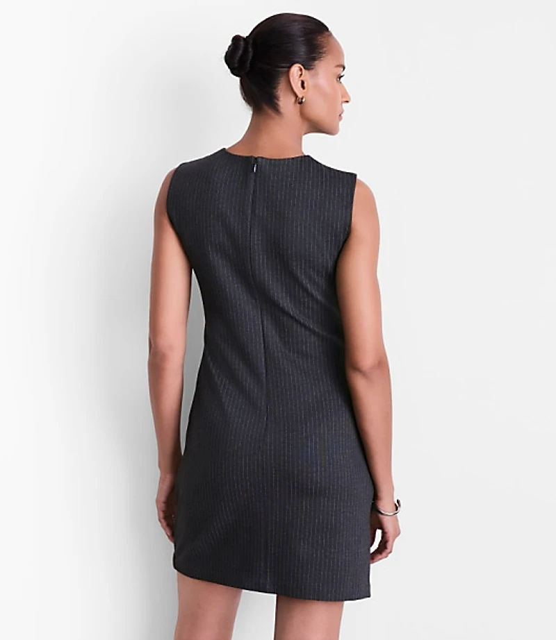 LOFT Versa Ruched Ponte Mini Dress Pinstripe