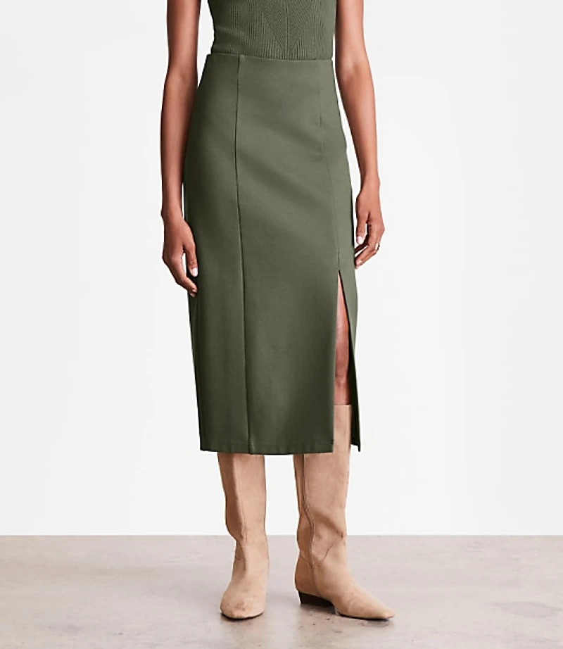 LOFT Versa Ponte Column Midi Skirt