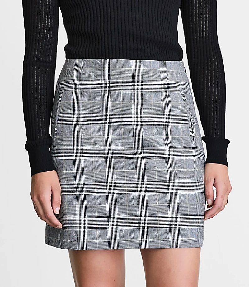 LOFT Versa Seasonless Stretch Pocket Mini Skirt Plaid