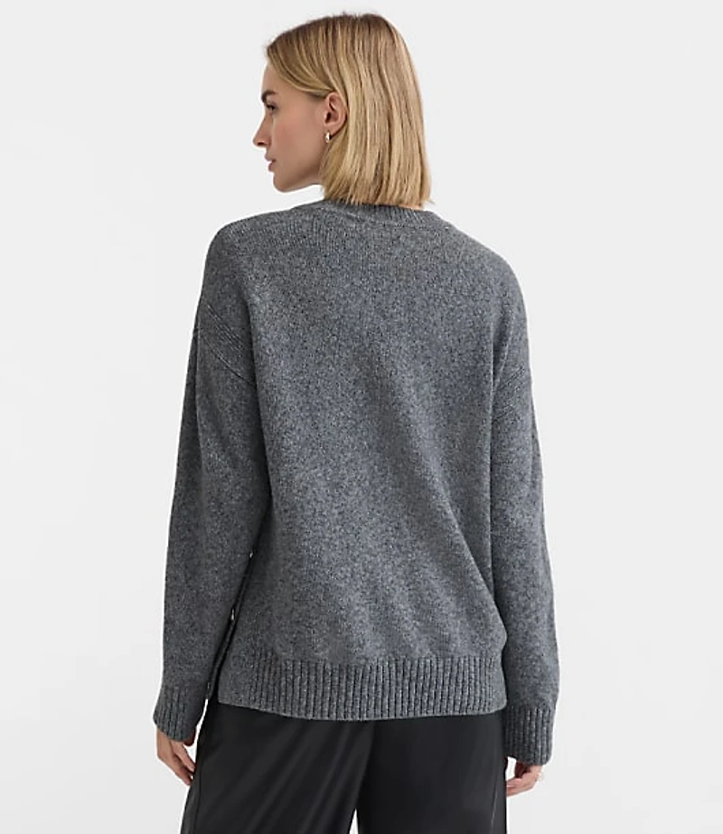Marled Side Button Tunic Sweater