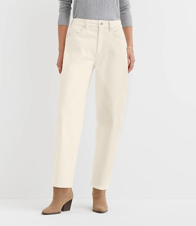 High Rise Barrel Jeans Ivory