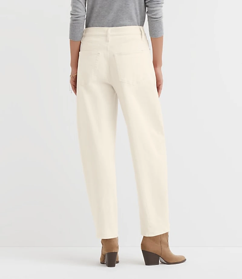 High Rise Barrel Jeans Ivory