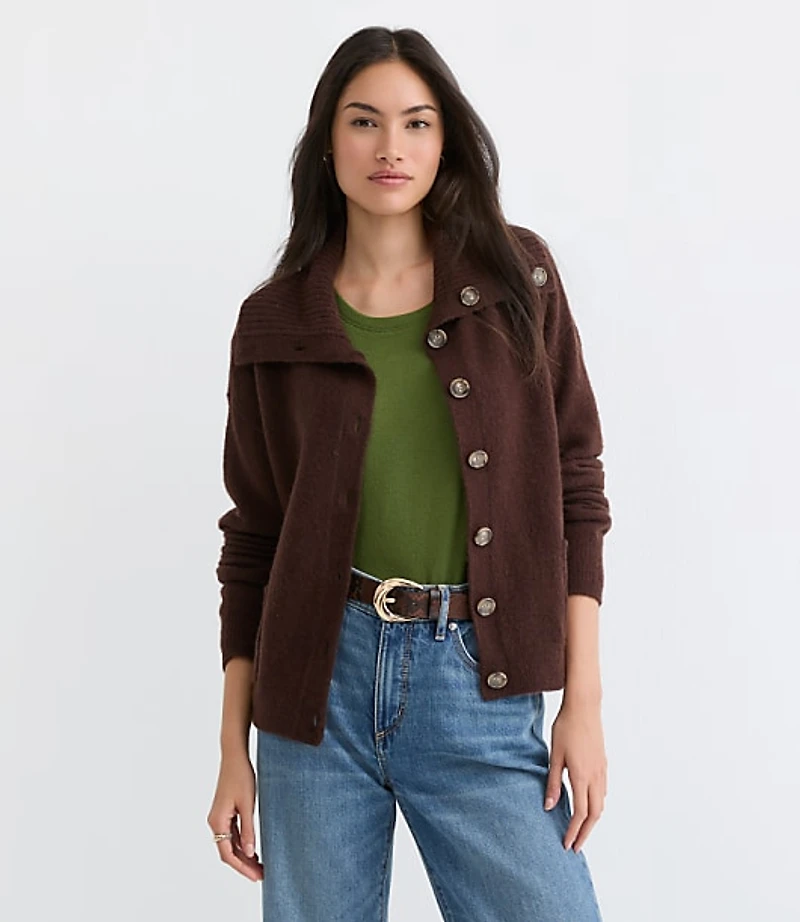 Wide Collared Sweater Jacket