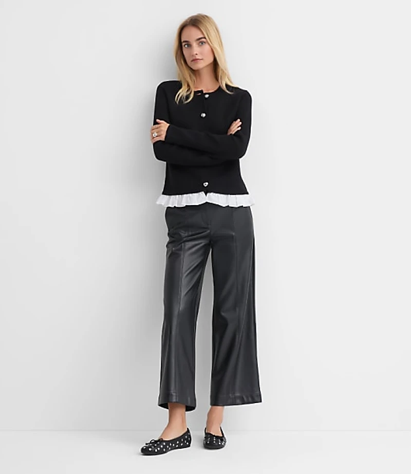 Poplin Ruffle Sweater Jacket