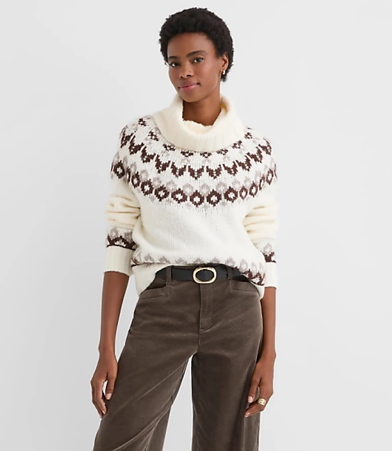 Fair Isle Cowl Neck Sweater