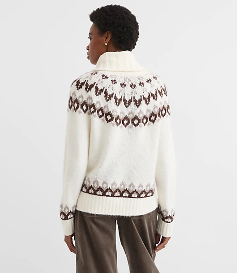 Fair Isle Cowl Neck Sweater