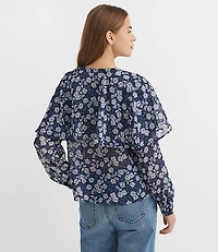 Petite Floral Cape Blouse