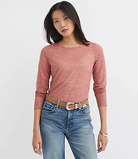 Petite Floral Lace Long Sleeve Crew Neck Tee