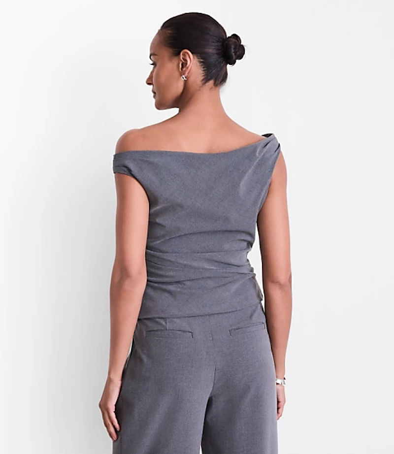 Petite LOFT Versa Seasonless Stretch Off The Shoulder Top Heather