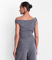 Petite LOFT Versa Seasonless Stretch Off The Shoulder Top Heather