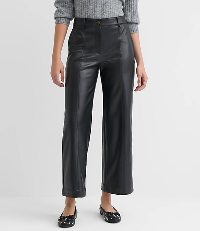 Tall Wide Leg Pants Faux Leather