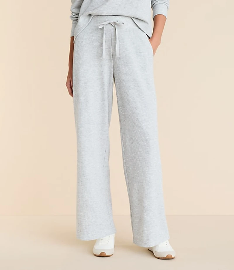Petite Lou & Grey Heathered Upstate Waffle Wide Leg Pants